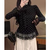 ドット柄 レースフリルトップスハイネック | Miniministore | 詳細画像5 