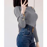 ボトルネックニットトップス 袖口金ボタン | Miniministore | 詳細画像10 
