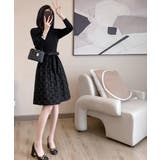 リボン柄フレアワンピース ウエストマーク | Miniministore | 詳細画像8 