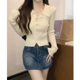 レースアップ リブニットトップス 韓国風 | Miniministore | 詳細画像2 