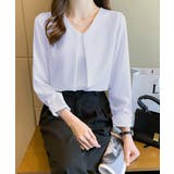 Vネックシフォンブラウス タックブラウス | Miniministore | 詳細画像10 