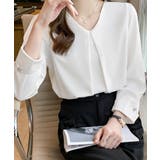 Vネックシフォンブラウス タックブラウス | Miniministore | 詳細画像2 