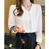 Vネックシフォンブラウス タックブラウス | Miniministore | 詳細画像4 