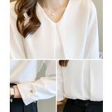 Vネックシフォンブラウス タックブラウス | Miniministore | 詳細画像6 