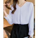 Vネックシフォンブラウス タックブラウス | Miniministore | 詳細画像9 