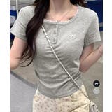 ワンポイントリボンTシャツレース配色半袖 | Miniministore | 詳細画像1 