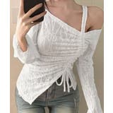 ワンオフショルダーレースTシャツギャザー | Miniministore | 詳細画像3