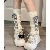レースアップニットレッグウォーマー暖かい | Miniministore | 詳細画像11 