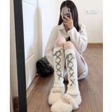 レースアップニットレッグウォーマー暖かい | Miniministore | 詳細画像4 