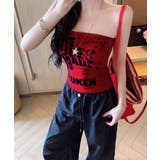 レッド | 英字ロゴチューブトップカップ付ベアトップ | Miniministore