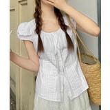 ホワイト | パフスリーブ プリーツリボンブラウス半袖 | Miniministore