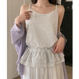 ホワイト | チェック柄 フリルキャミソールチュニック | Miniministore