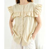 ベージュ | レディースフリルブラウス 半袖シャツ夏服 | Miniministore