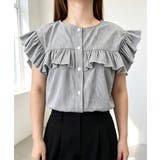 グレー | レディースフリルブラウス 半袖シャツ夏服 | Miniministore