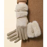 グレイッシュベージュ | ファー付き手袋 スエード調 防寒手袋秋冬 | Miniministore