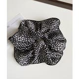 ブラック | レオパード柄シュシュ ボリューム 髪飾り | Miniministore