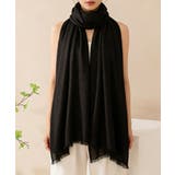 ブラック | リネンストールショール大判ガーゼマフラー | Miniministore