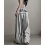 グレー*裏起毛なし | バッグプリントワイドスエットパンツ韓国風 | Miniministore