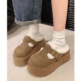 ライトブラウン | ボア厚底モカシンレディースサボサンダル冬 | SUNSHINE CLOSET