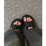 ブラック | ドット柄クロスリボン厚底サンダル美脚脚長 | Miniministore