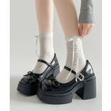 ブラック | メアリージェーンパンプス 厚底ローファー | Miniministore