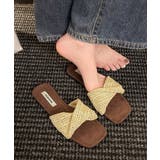 ベージュ | ラフィア調 フラットサンダル レディース | Miniministore