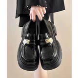 ブラック*エナメル | 厚底ローファー チャンキーヒールシューズ | Miniministore