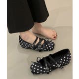 ブラック | クラシカルドットバレエシューズ ダブルストラップフラットパンプス ガーリー靴韓国… | SUNSHINE CLOSET