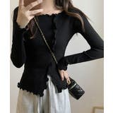 ブラック | メロウフリルニット フロントスリット秋服 | Miniministore