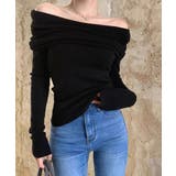 ブラック | ワイドオフショルダーニットトップス肩出し | Miniministore