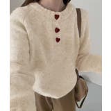 ベージュ | ハートボタンニットトップス ハーフボタン | SUNSHINE CLOSET