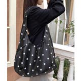 ブラック | PUホーボーバッグ ドット柄肩掛けバッグ | Miniministore