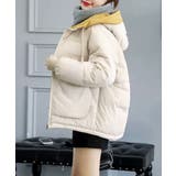 アイボリー | 配色フード付き中綿ジャケットレディース冬 | Miniministore