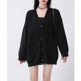 ブラック | シャギーニットカーディガンVネック秋冬服 | SUNSHINE CLOSET