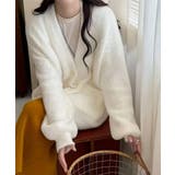 アイボリー | シャギーニットカーディガンVネック秋冬服 | SUNSHINE CLOSET