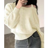 アイボリー | オフショルダーニットトップス肩見せ秋冬服 | Miniministore