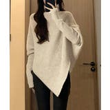 ベージュ | ハイネックニットセーター 不規則デザイン | Miniministore