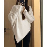 アイボリー | ハイネックニットセーター 不規則デザイン | Miniministore