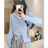 ブルー | ダブルジップリブニットカーディガン韓国風 | SUNSHINE CLOSET