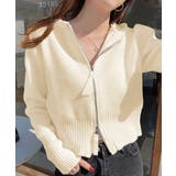 アイボリー | ダブルジップリブニットカーディガン韓国風 | SUNSHINE CLOSET
