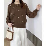 ブラウン | クルーネックハート柄ニットセーター韓国風 | SUNSHINE CLOSET