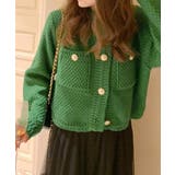 グリーン | ゴールドボタンニットカーディガン 韓国風 | SUNSHINE CLOSET