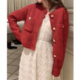 レッド | ゴールドボタンニットカーディガン 韓国風 | SUNSHINE CLOSET