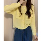 イエロー | ゴールドボタンニットカーディガン 韓国風 | SUNSHINE CLOSET