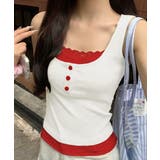 ホワイト | カップ付きタンクトップ重ね着風ブラトップ | Miniministore