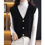 ブラック | Vネックニットベストレディースニットジレ | SUNSHINE CLOSET