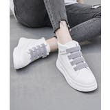 グレー | 厚底スニーカーハイカットベルクロ靴韓国風 | Miniministore