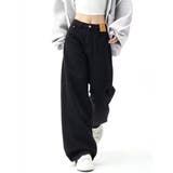 ブラック | ワイドデニムパンツビンテージジーンズ美脚 | Miniministore