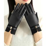 ブラック | スマホ対応 PUレザー手袋レディース防寒 | SUNSHINE CLOSET