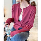 フューシャピンク | クルーネックニットカーディガン シンプル | Miniministore